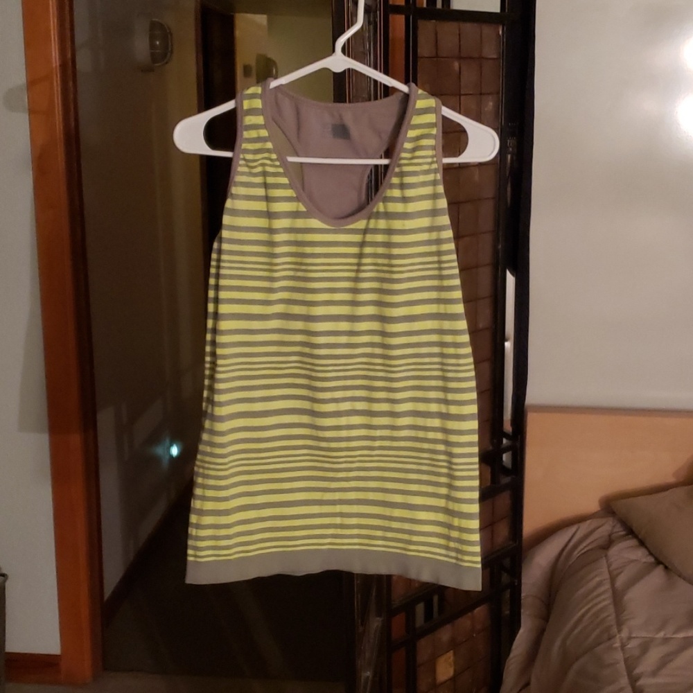 Athleta Yellow and Gray Striped Tank Top